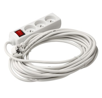 Przedłużacz 3 gniazda 10m z wlacznikim BIAŁY