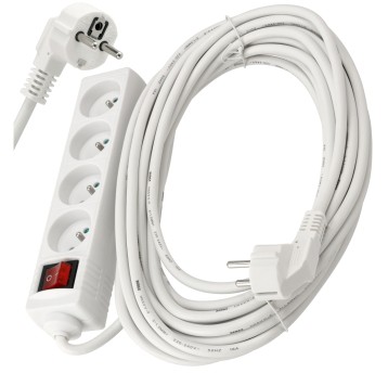 Przedłużacz 4 gniazda 10m z wlacznikim BIAŁY