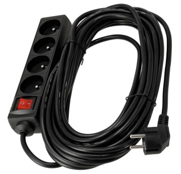 Przedłużacz 4 gniazda 10m z wlacznikim CZARNY