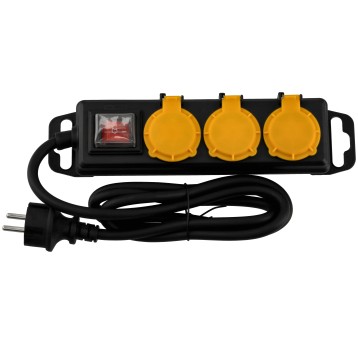 Przedłużacz z wyłącznikiem 3-gniazda 1,5m IP44