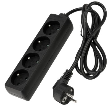Przedłużacz zasilający 4 gniazda 1,5m CZARNY