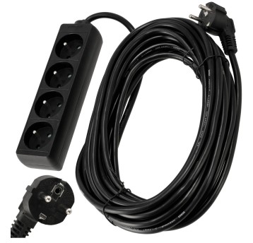 Przedłużacz zasilający 4 gniazda 10m CZARNY