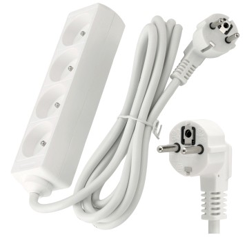 Przedłużacz zasilający 4 gniazda 3m BIAŁY