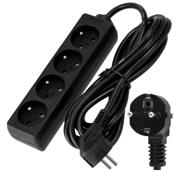 Przedłużacz zasilający 4 gniazda 3m CZARNY