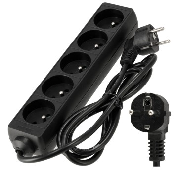 Przedłużacz zasilający 5 gniazda 1,5m CZARNY