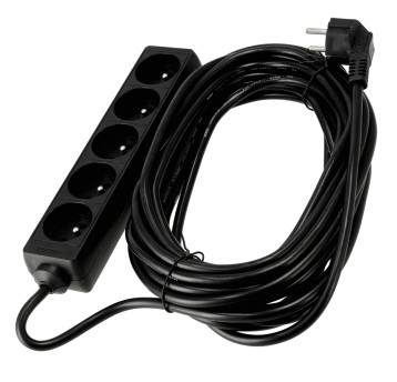 Przedłużacz zasilający 5 gniazda 10m CZARNY
