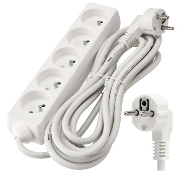 Przedłużacz zasilający 5 gniazda 5m BIAŁY