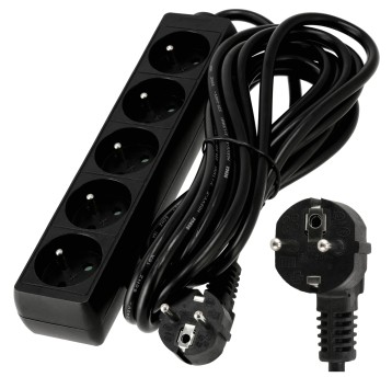 Przedłużacz zasilający 5 gniazda 5m CZARNY