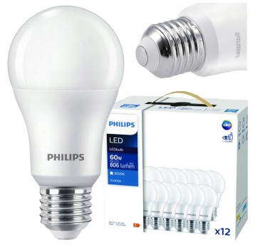 SET X12 ŻARÓWKA LED E27 8W WW 3000K PHILIPS