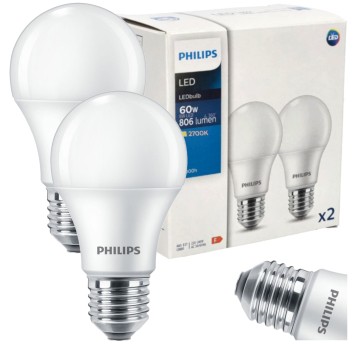 SET X2 ŻARÓWKA LED E27 8W WW 2700K PHILIPS