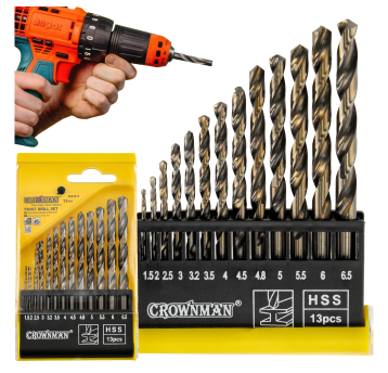 ZESTAW 13 SZTUK WIERTEŁ KRĘTYCH Z CHWYTEM PROSTYM