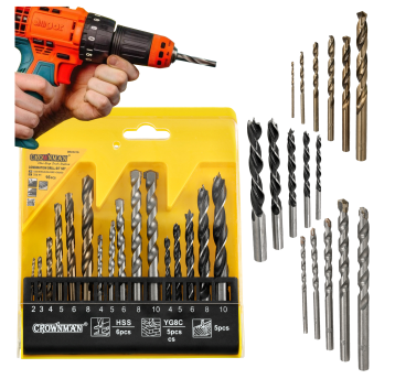 ZESTAW 16 SZTUK WIERTEŁ KOMBINOWANYCH