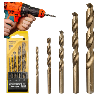 ZESTAW 5 SZTUK WIERTEŁ KRĘTYCH Z CHWYTEM PROSTYM