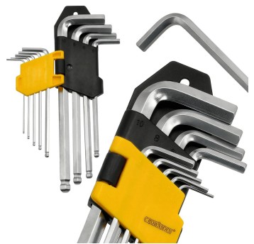 ZESTAW 9 SZTUK KLUCZY IMBUSOWYCH DŁUGICH Z KULKĄ