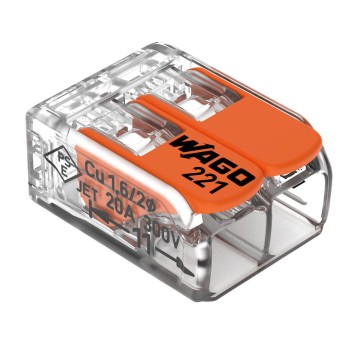 ZŁĄCZKA WAGO Z DŹWIGNIĄ 2-OTWOROWA - 221-412