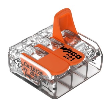 ZŁĄCZKA WAGO Z DŹWIGNIĄ 3-OTWOROWA - 221-413